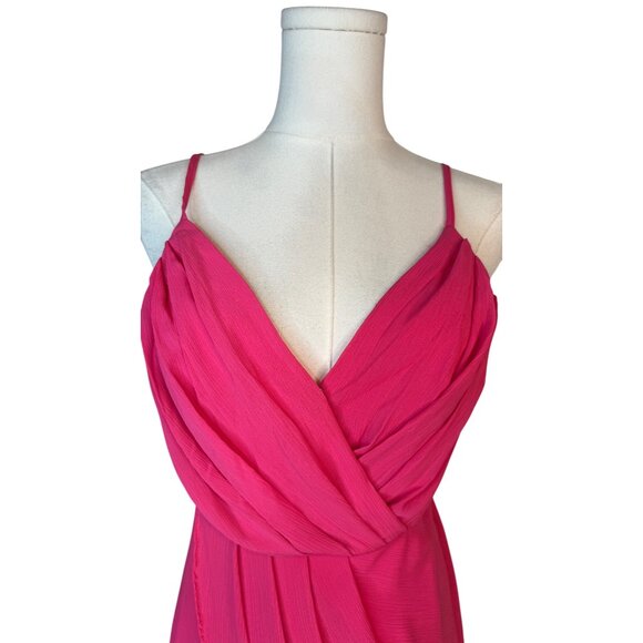NWT Do+Be Small Hot Pink Sleeveless Ruched Draped Maxi Dress Polyester Lined - Picture 4 of 14